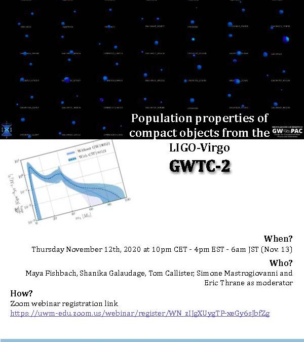 LVK Webinar on GWTC-2 Part IINovember 12th, 2020, at 10pm CET