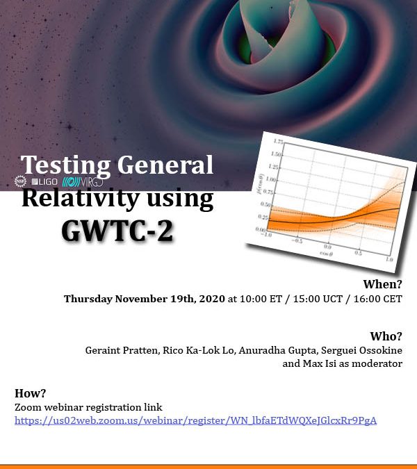 LVK Webinar on GWTC-2 Part IIINovember 19th, 2020, at 4pm CET